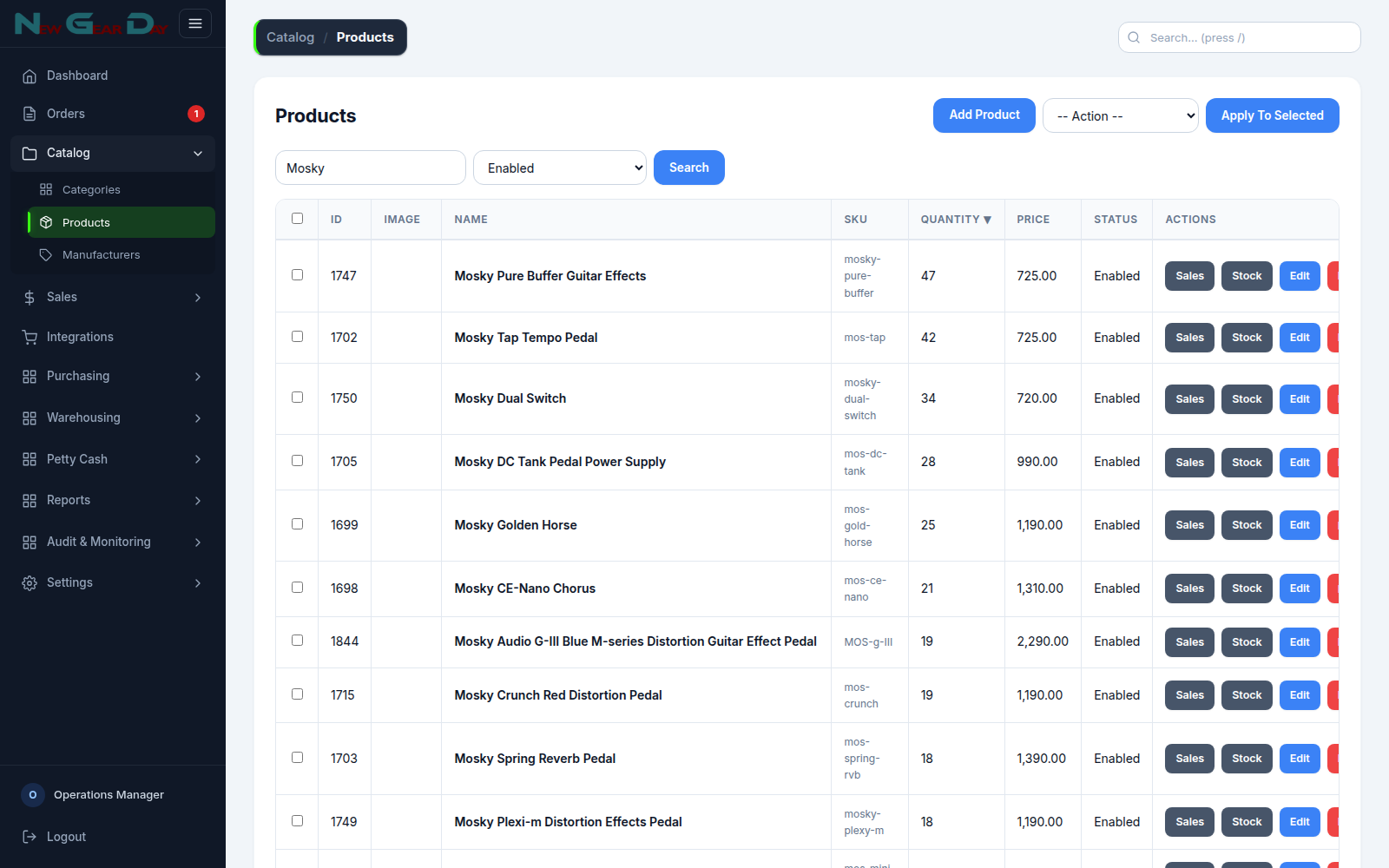 Products and catalog in VentaSync